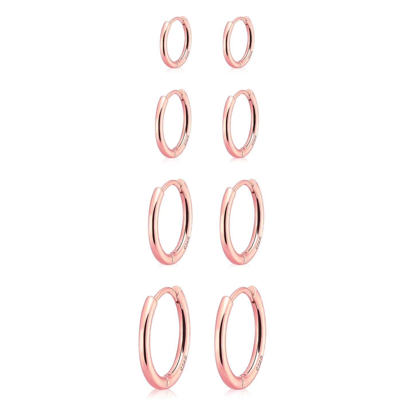 Small Gold Huggie Hoop Earrings Set for Women 14K Real Gold Plated Hypoallergenic Lightweight Earrings for Sensitive Ears Everyday Earrings Sets for Multiple Piercing Cartilage Hoop Earrings Stack Jewelry 12mm/12mm/12mm/12mm Rose Gold