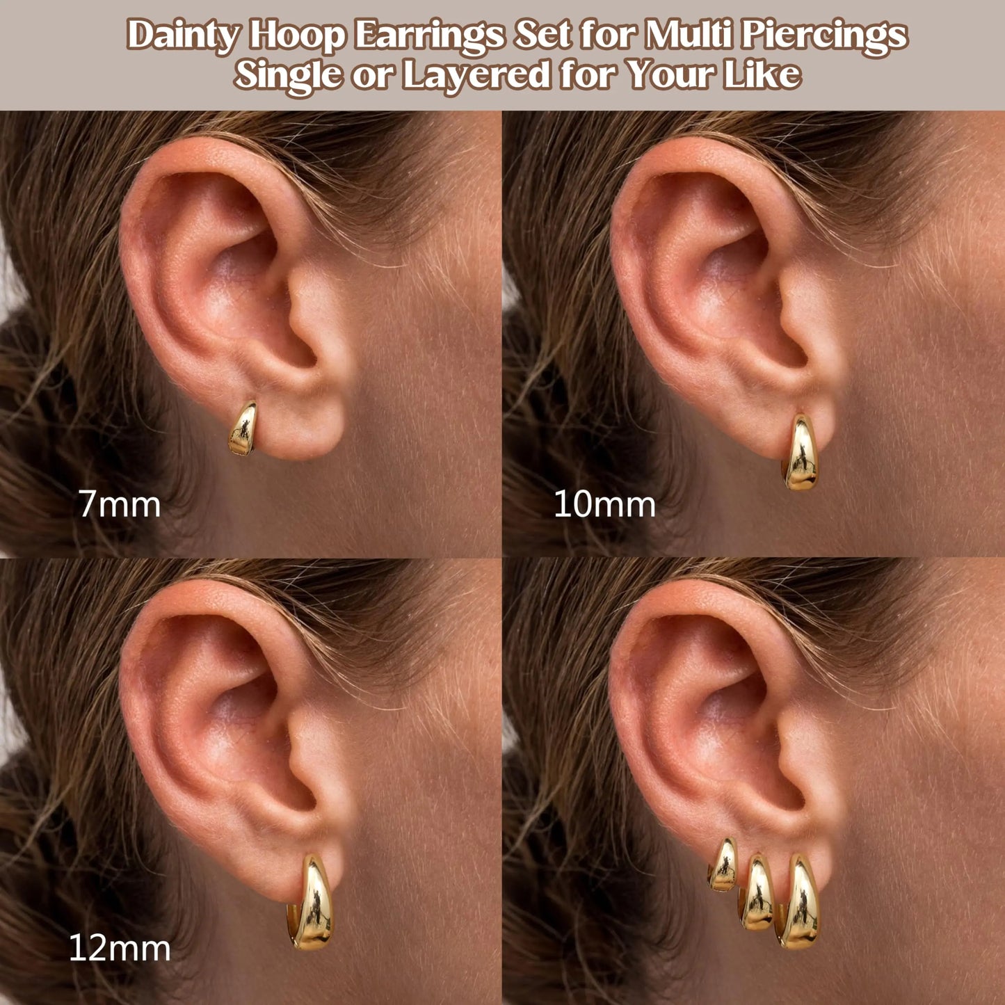 BESTEEL 3Pairs Gold Hoop Earrings Set for Women Chunky Gold Silver Hoop Earrings 14K Gold Filled Hypoallergenic Small Huggie Hoop Earrings Tiny Gold Trendy Thick Hoop Earrings Stacks for Multiple Piercing 14K gold plated