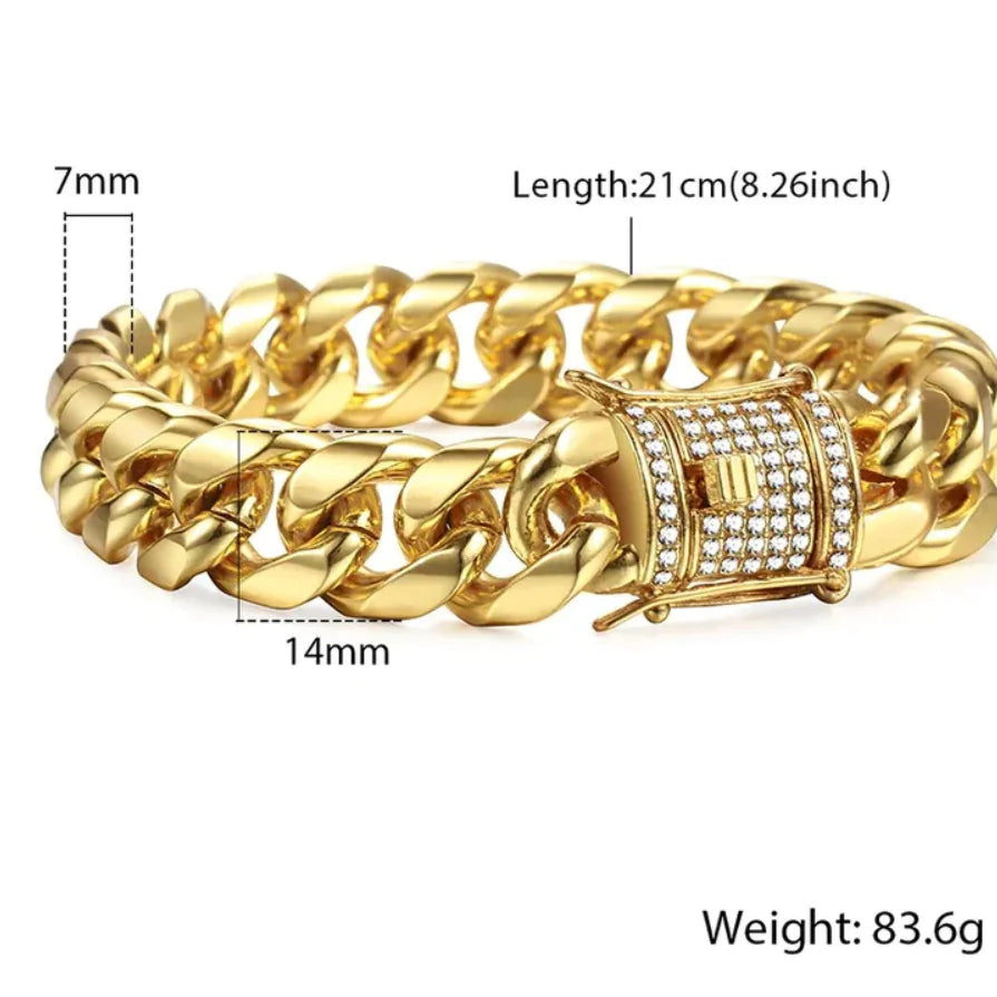 Gold Miami Curb Chain Bracelet