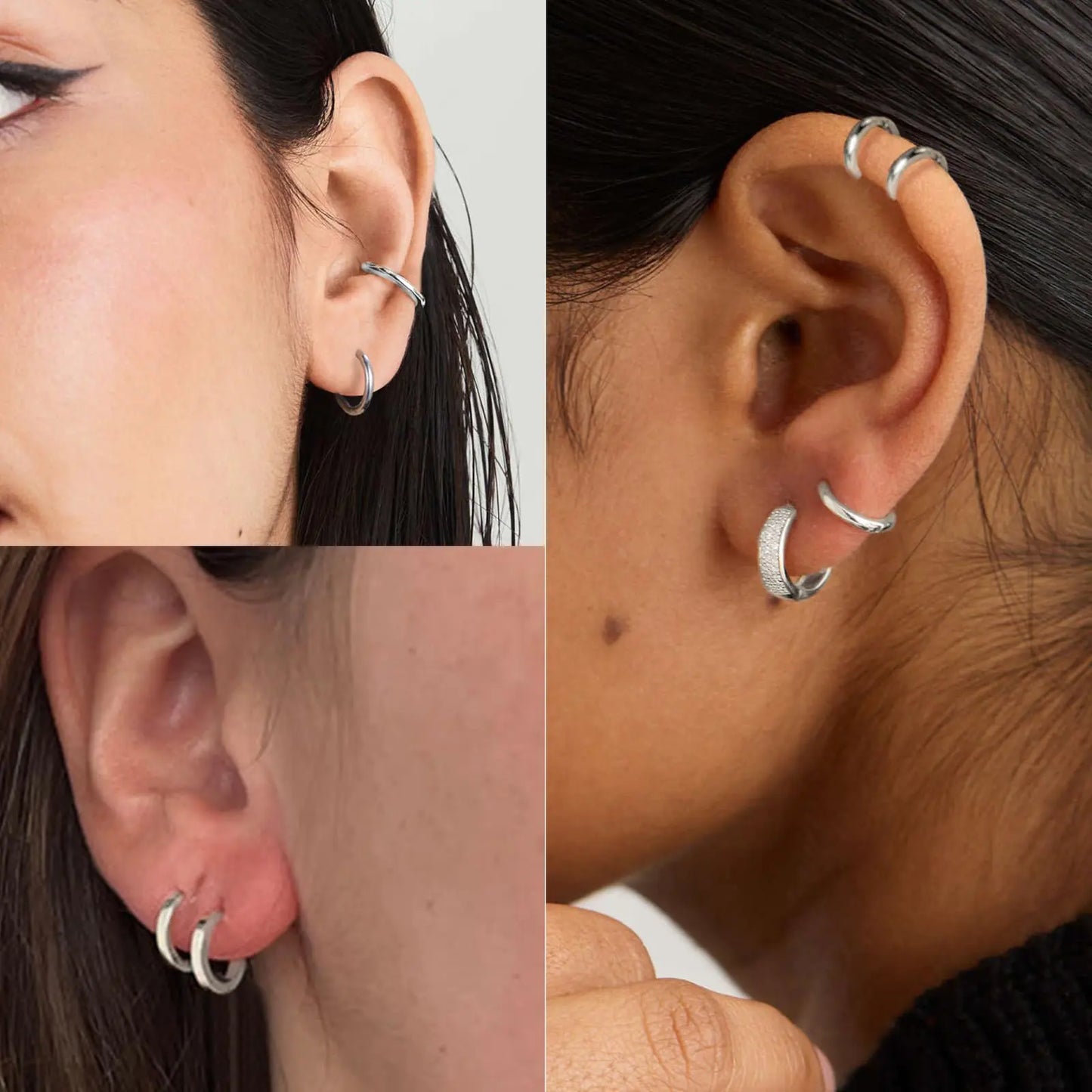 316L Stainless Steel Small Hoop Earrings Set for Women, Cute Huggie Earrings for Women, Hypoallergenic Tiny Cartilage Earrings Hoop Silver Hoop Earrings for Men Multiple Piercing Jewelry Gift A1-Silver 5 Pairs 6/6/8/8/10(THK 2MM)