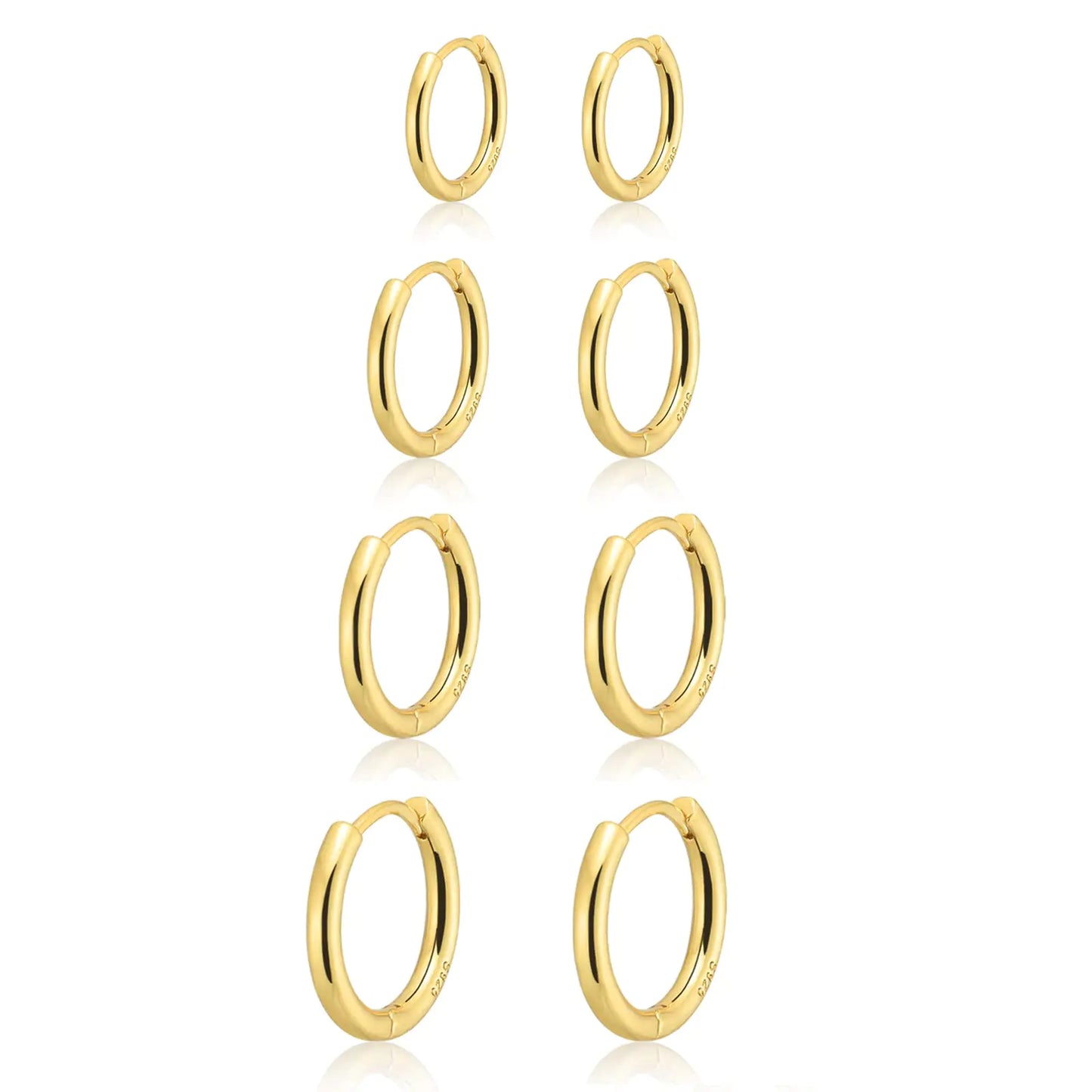 Small Gold Huggie Hoop Earrings Set for Women 14K Real Gold Plated Hypoallergenic Lightweight Earrings for Sensitive Ears Everyday Earrings Sets for Multiple Piercing Cartilage Hoop Earrings Stack Jewelry 12mm/12mm/12mm/12mm Rose Gold