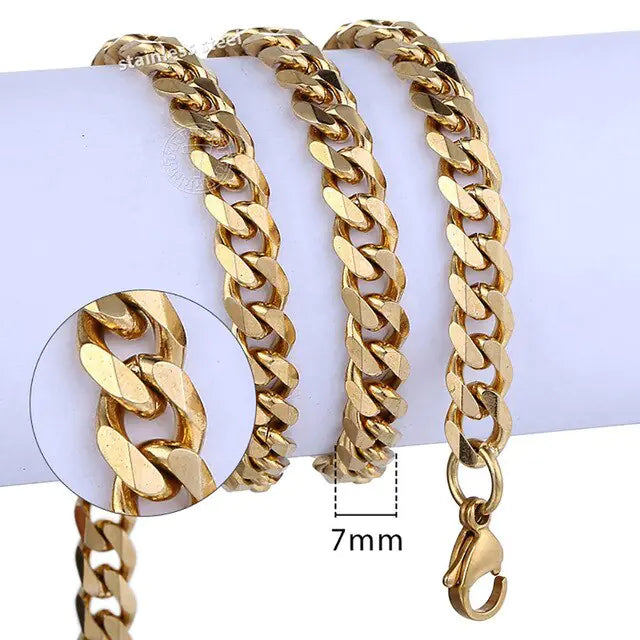 Hip Hop Stainless Steel Curb Cuban Link Necklace